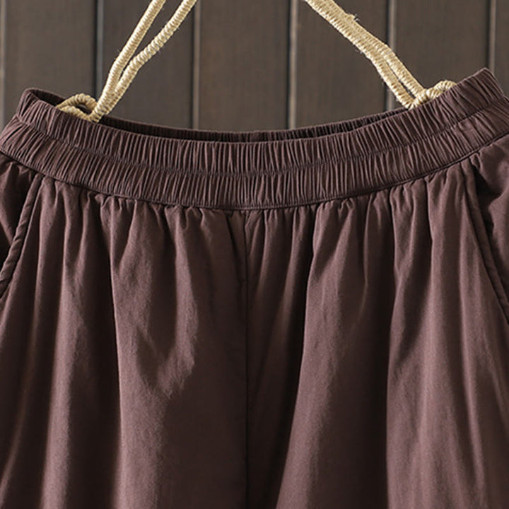 Spodnie damskie haremowe z bawełny z kieszeniami i gładkimi, ciepłymi, bawełnianymi Buddha Stones - image 9