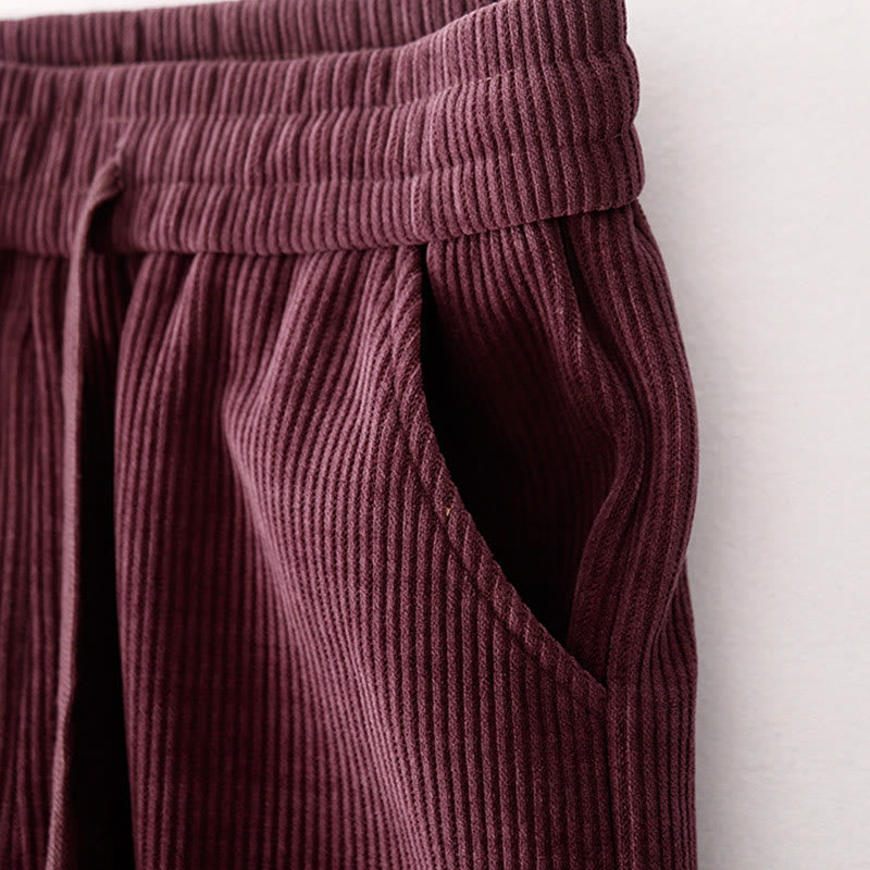 Spodnie damskie z bawełny Buddha Stones Casual Corduroy Cotton-Pitch z kieszeniami - image 15