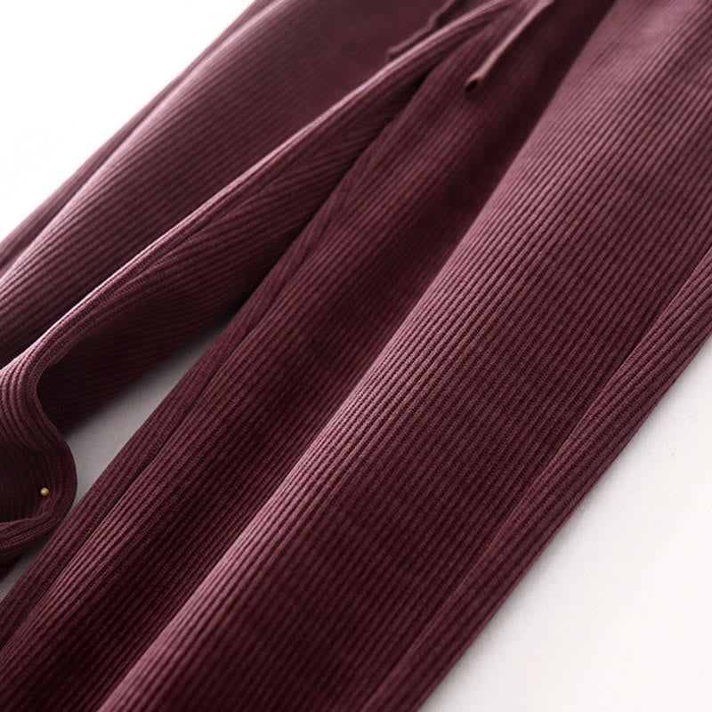 Spodnie damskie z bawełny Buddha Stones Casual Corduroy Cotton-Pitch z kieszeniami - image 18