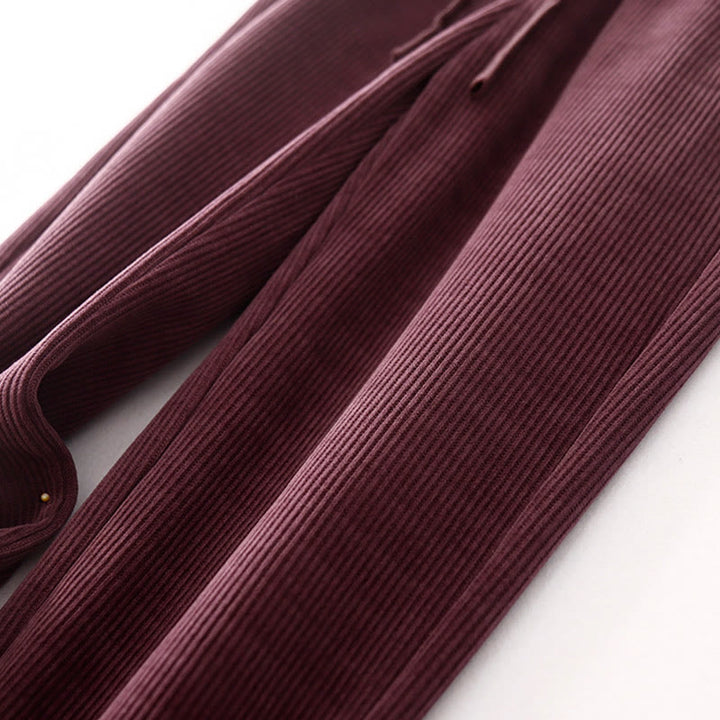 Spodnie damskie z bawełny Buddha Stones Casual Corduroy Cotton-Pitch z kieszeniami - image 18