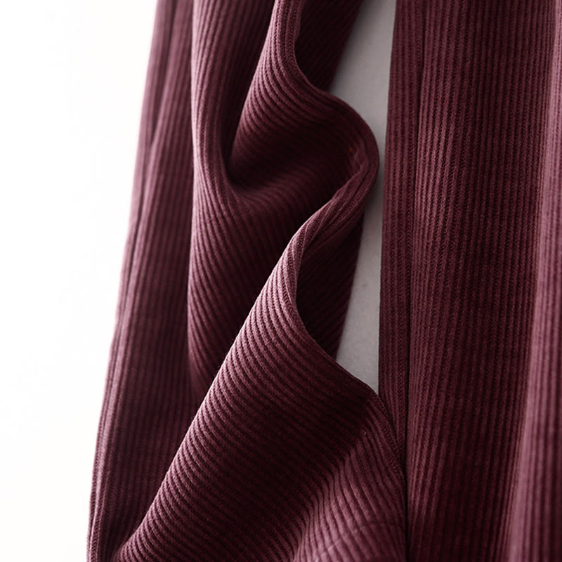Spodnie damskie z bawełny Buddha Stones Casual Corduroy Cotton-Pitch z kieszeniami - image 16