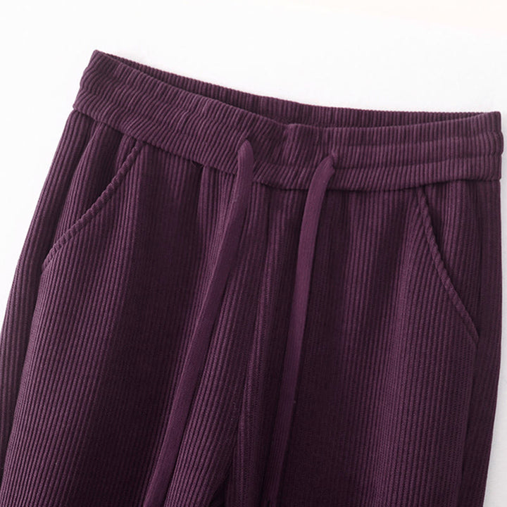 Spodnie damskie z bawełny Buddha Stones Casual Corduroy Cotton-Pitch z kieszeniami - image 31