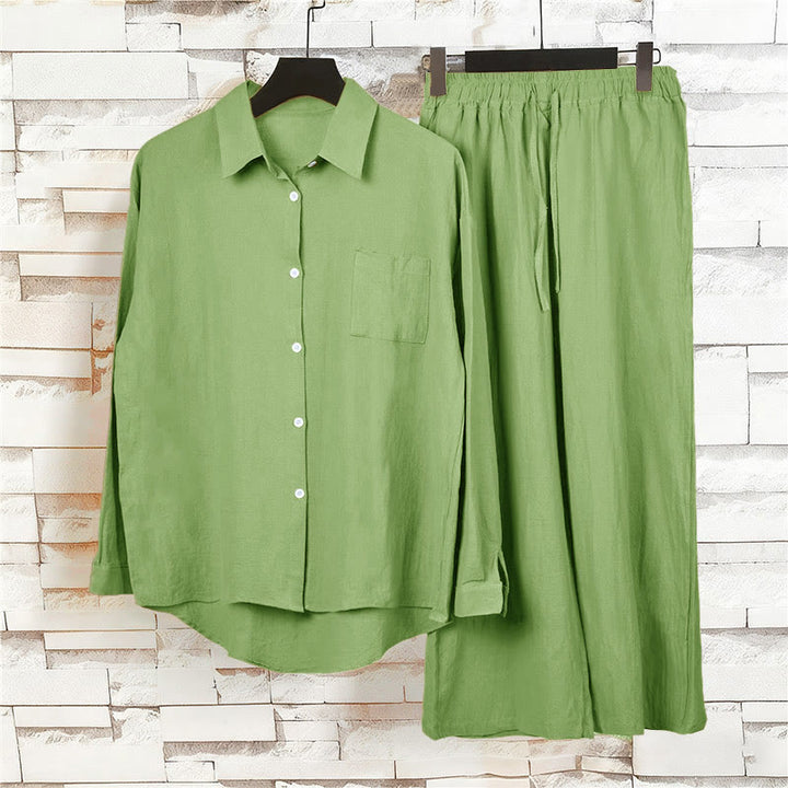 Buddha Stones 2 szt. Koszula z długim rękawem z kieszeniami Spodnie ze ściągaczem Medytacja Bawełna Lniana Odzież Damska Zestaw - image 5