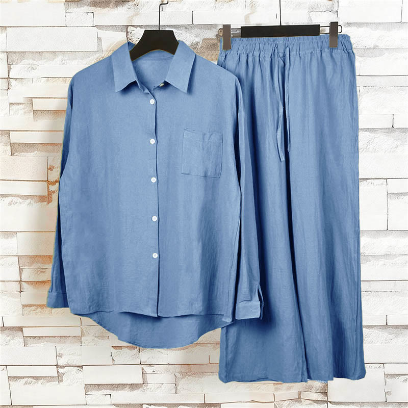 Buddha Stones 2 szt. Koszula z długim rękawem z kieszeniami Spodnie ze ściągaczem Medytacja Bawełna Lniana Odzież Damska Zestaw - image 23