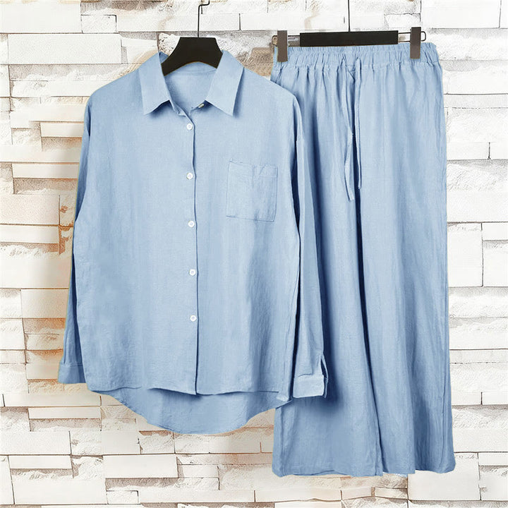 Buddha Stones 2 szt. Koszula z długim rękawem z kieszeniami Spodnie ze ściągaczem Medytacja Bawełna Lniana Odzież Damska Zestaw - image 29