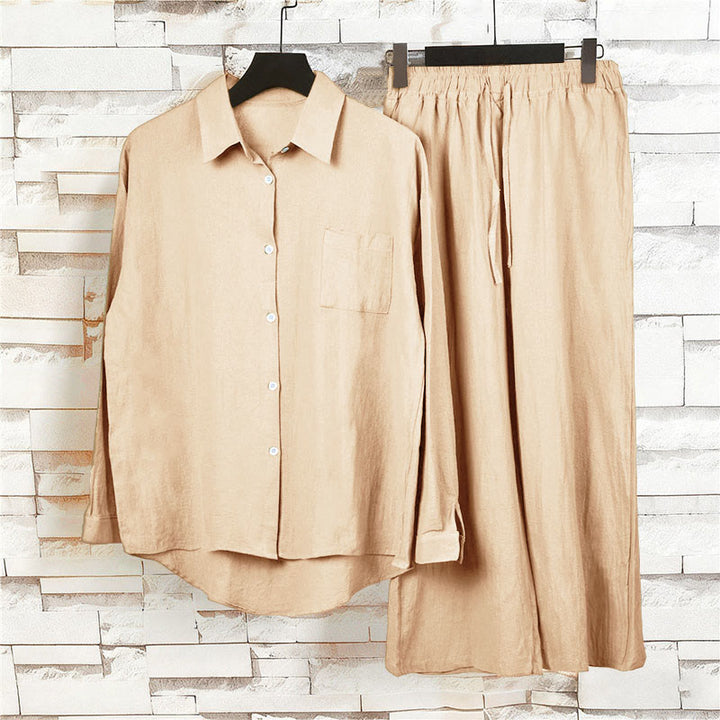 Buddha Stones 2 szt. Koszula z długim rękawem z kieszeniami Spodnie ze ściągaczem Medytacja Bawełna Lniana Odzież Damska Zestaw - image 17