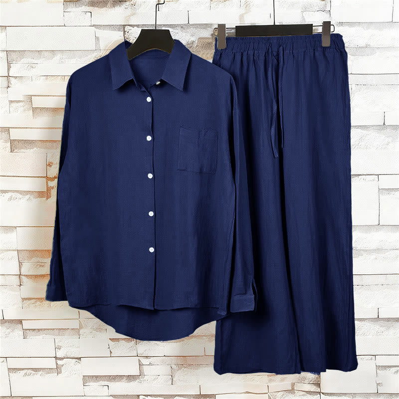 Buddha Stones 2 szt. Koszula z długim rękawem z kieszeniami Spodnie ze ściągaczem Medytacja Bawełna Lniana Odzież Damska Zestaw - image 35