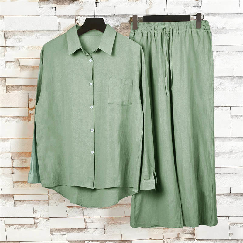 Buddha Stones 2 szt. Koszula z długim rękawem z kieszeniami Spodnie ze ściągaczem Medytacja Bawełna Lniana Odzież Damska Zestaw - image 47