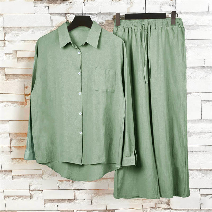 Buddha Stones 2 szt. Koszula z długim rękawem z kieszeniami Spodnie ze ściągaczem Medytacja Bawełna Lniana Odzież Damska Zestaw - image 47