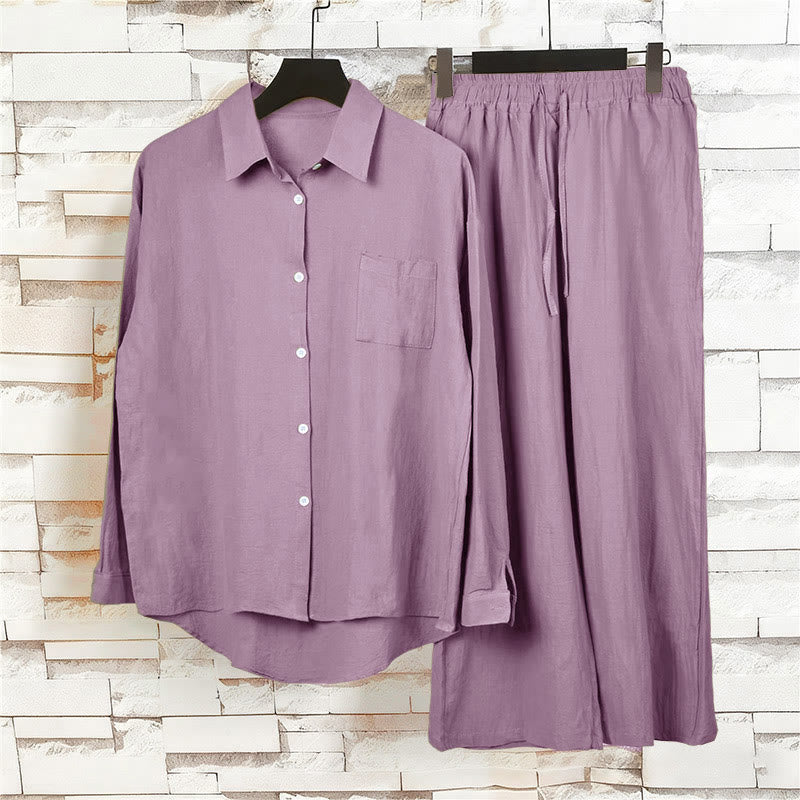 Buddha Stones 2 szt. Koszula z długim rękawem z kieszeniami Spodnie ze ściągaczem Medytacja Bawełna Lniana Odzież Damska Zestaw - image 59