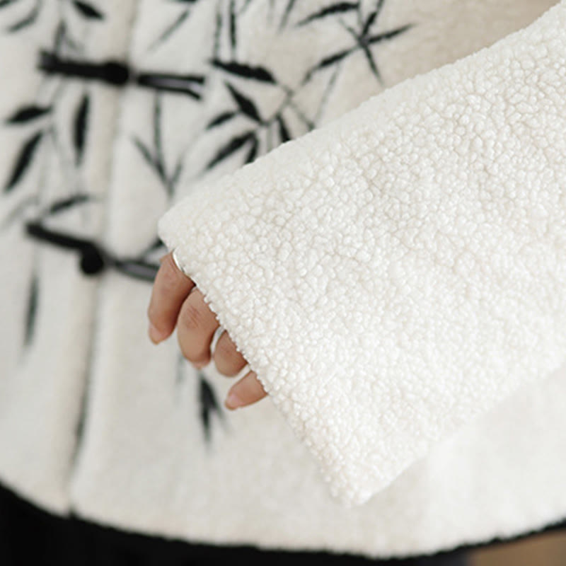 Damska haftowana kurtka z długim rękawem z grubej bawełny z Buddha Stones i kieszeniami - image 7