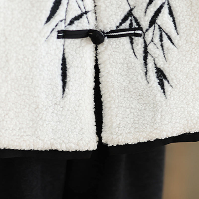 Damska haftowana kurtka z długim rękawem z grubej bawełny z Buddha Stones i kieszeniami - image 9