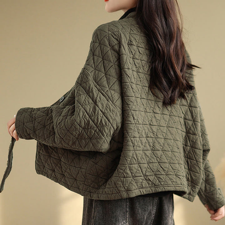 Kurtka damska z długim rękawem i kieszeniami z grubej bawełny "Buddha Stones" z guzikami - image 8