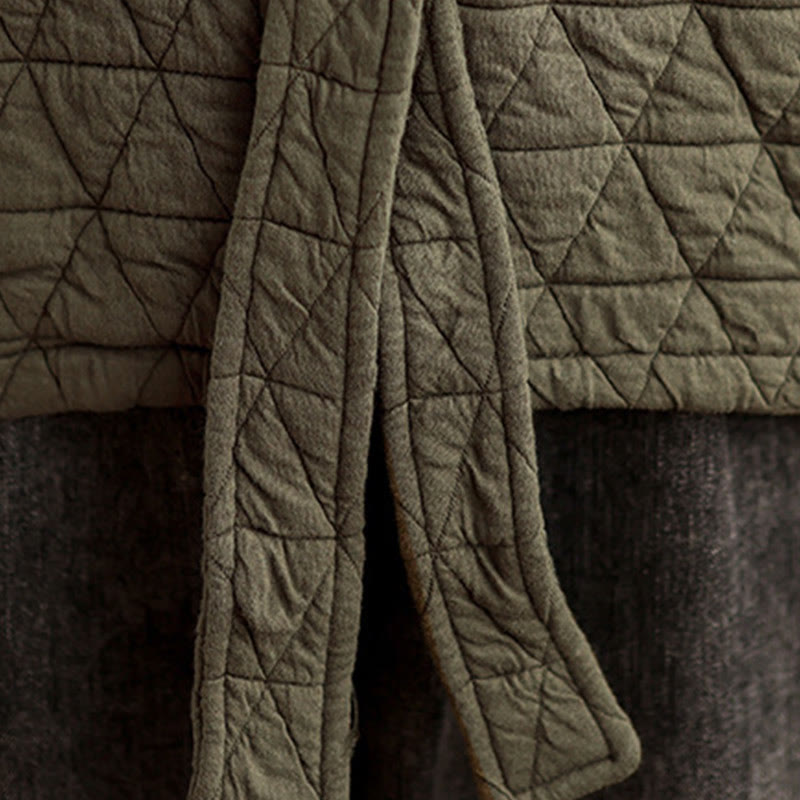 Kurtka damska z długim rękawem i kieszeniami z grubej bawełny "Buddha Stones" z guzikami - image 12