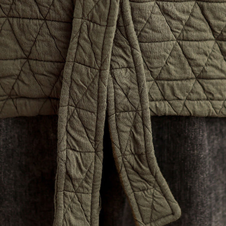 Kurtka damska z długim rękawem i kieszeniami z grubej bawełny "Buddha Stones" z guzikami - image 12