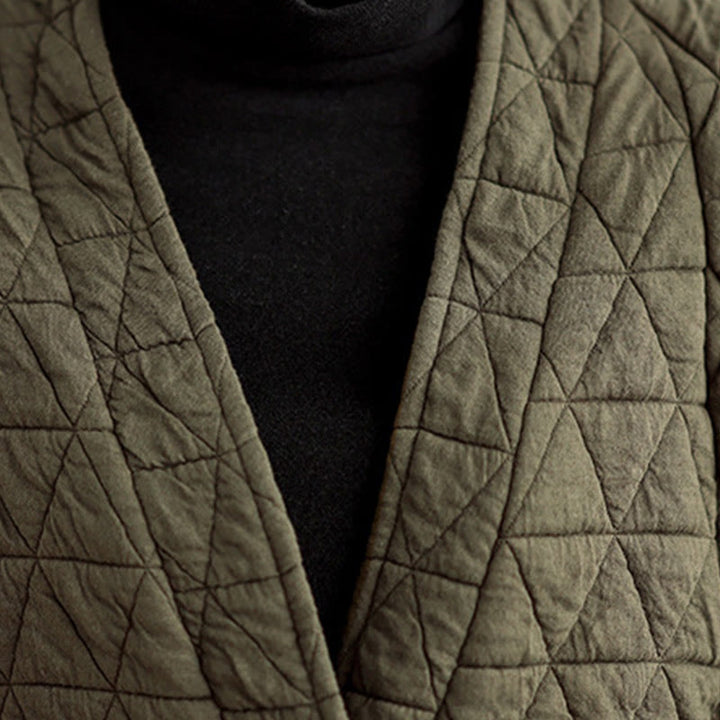 Kurtka damska z długim rękawem i kieszeniami z grubej bawełny "Buddha Stones" z guzikami - image 10