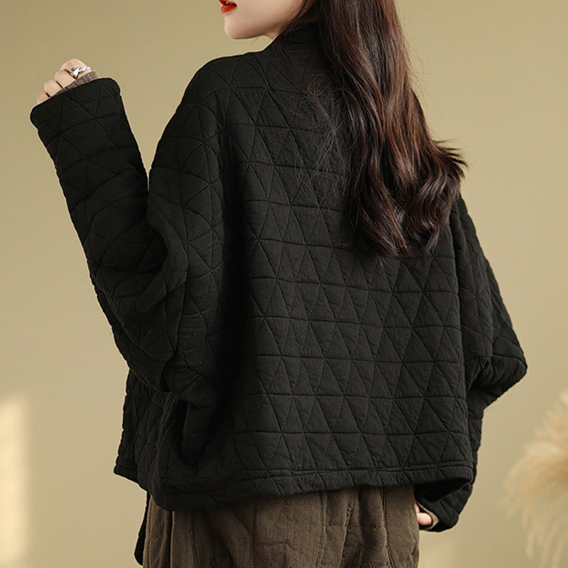 Kurtka damska z długim rękawem i kieszeniami z grubej bawełny "Buddha Stones" z guzikami - image 16