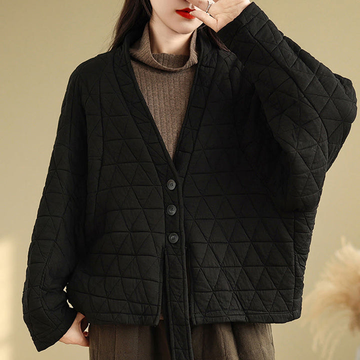 Kurtka damska z długim rękawem i kieszeniami z grubej bawełny "Buddha Stones" z guzikami - image 17