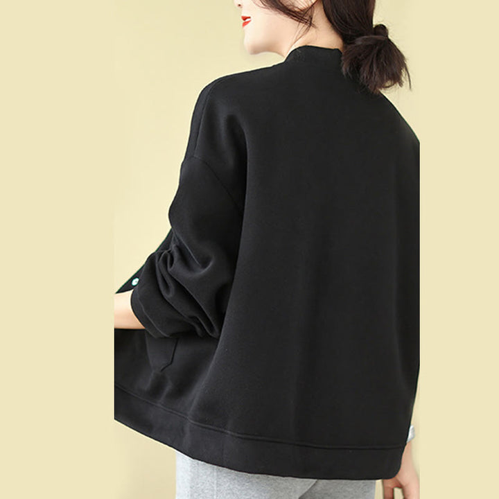 Kurtka damska z bawełny z okrągłym dekoltem i długimi rękawami, z motywem Buddha Stones , z kieszeniami i prostymi guzikami - image 3