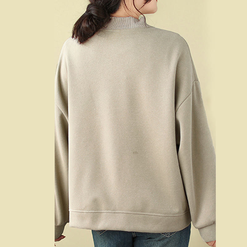 Kurtka damska z bawełny z okrągłym dekoltem i długimi rękawami, z motywem Buddha Stones , z kieszeniami i prostymi guzikami - image 11