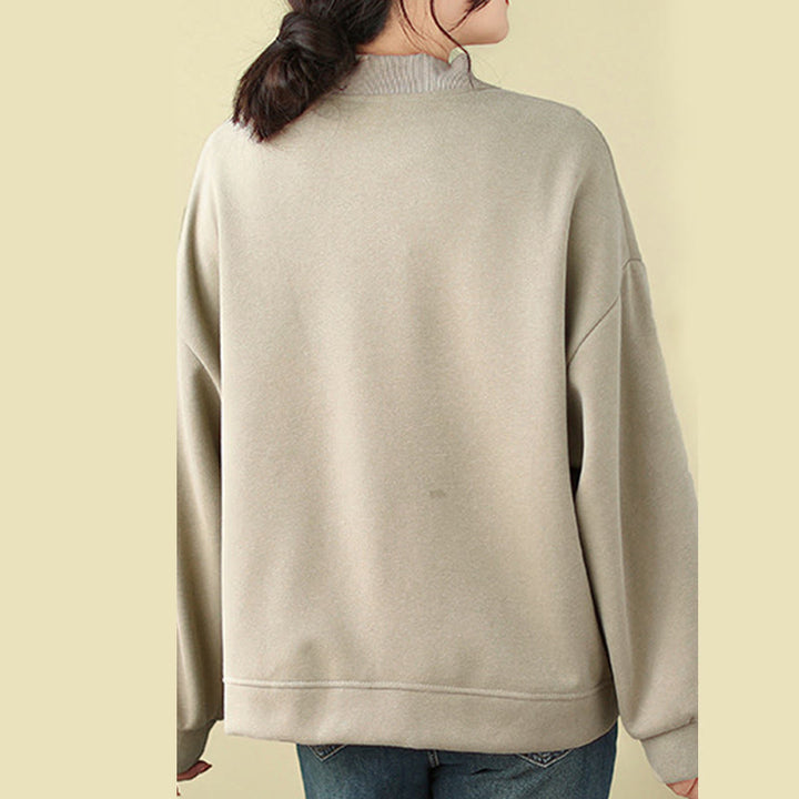 Kurtka damska z bawełny z okrągłym dekoltem i długimi rękawami, z motywem Buddha Stones , z kieszeniami i prostymi guzikami - image 11