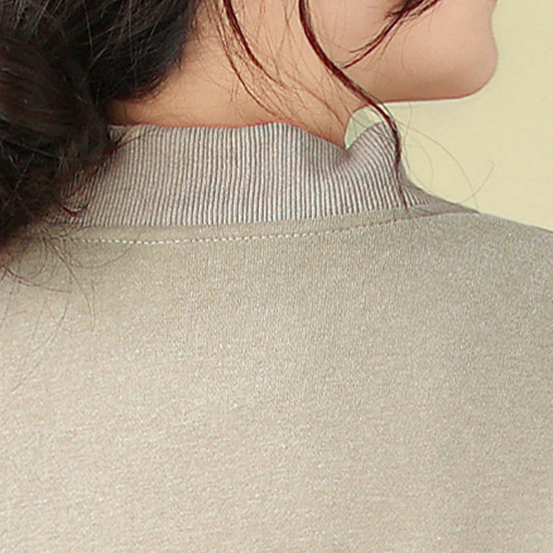 Kurtka damska z bawełny z okrągłym dekoltem i długimi rękawami, z motywem Buddha Stones , z kieszeniami i prostymi guzikami - image 13