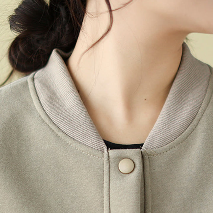 Kurtka damska z bawełny z okrągłym dekoltem i długimi rękawami, z motywem Buddha Stones , z kieszeniami i prostymi guzikami - image 15