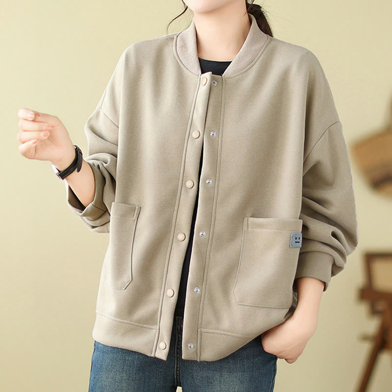 Kurtka damska z bawełny z okrągłym dekoltem i długimi rękawami, z motywem Buddha Stones , z kieszeniami i prostymi guzikami - image 12