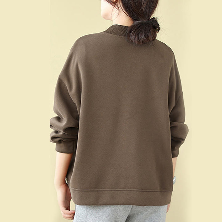 Kurtka damska z bawełny z okrągłym dekoltem i długimi rękawami, z motywem Buddha Stones , z kieszeniami i prostymi guzikami - image 21