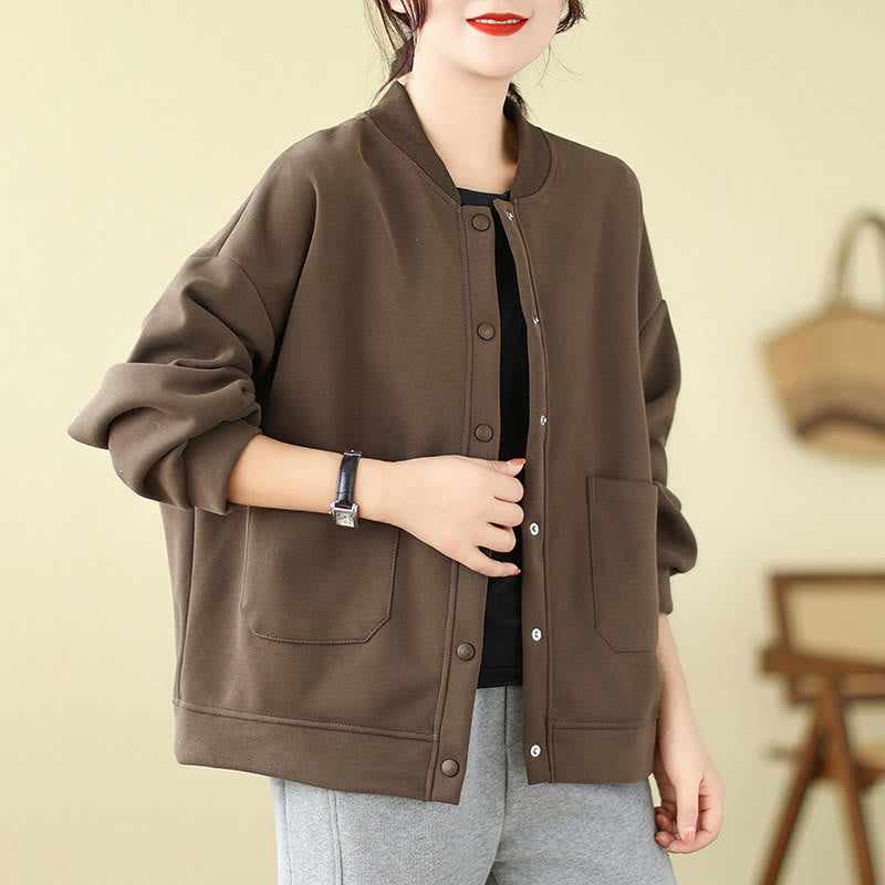 Kurtka damska z bawełny z okrągłym dekoltem i długimi rękawami, z motywem Buddha Stones , z kieszeniami i prostymi guzikami - image 23