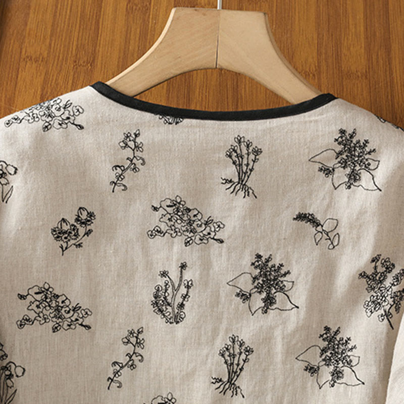 Kurtka damska Buddha Stones z haftem żaba-guzik, bawełniana, pikowana, z długim rękawem i kieszeniami - image 3