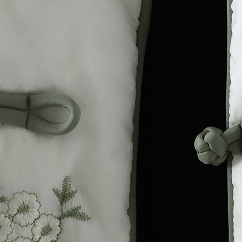 Kurtka damska Buddha Stones z haftem żaba-guzik, z długim rękawem, bawełniana, gruba, z kieszeniami - image 5