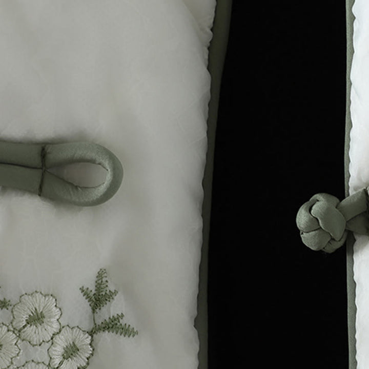 Kurtka damska Buddha Stones z haftem żaba-guzik, z długim rękawem, bawełniana, gruba, z kieszeniami - image 5