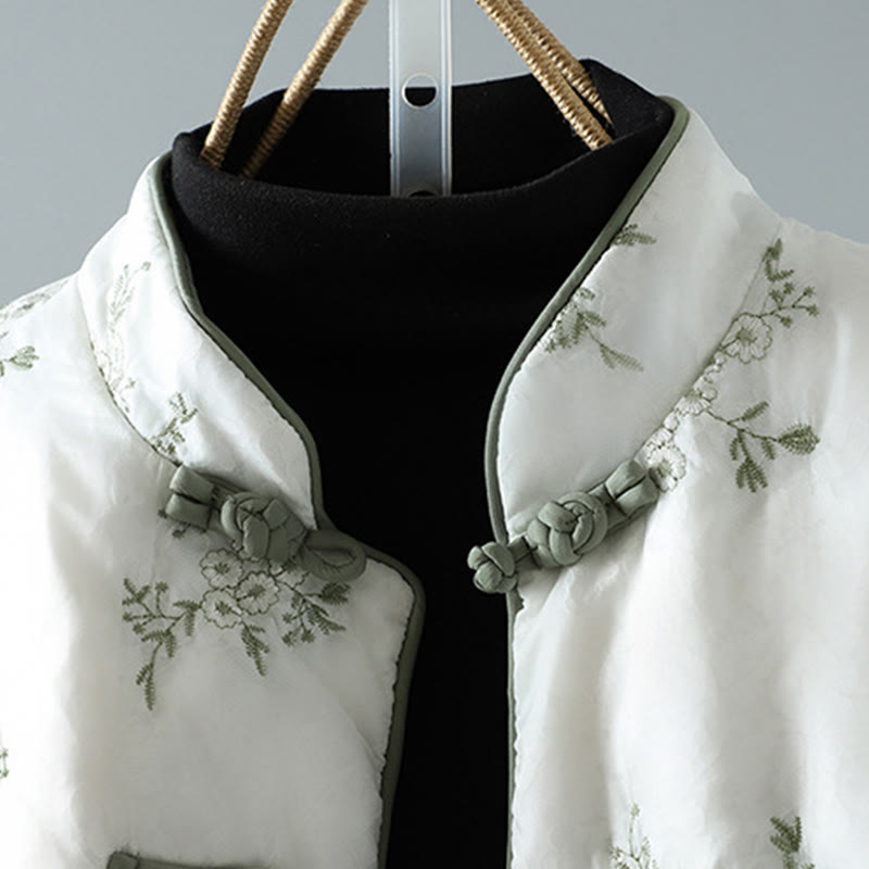 Kurtka damska Buddha Stones z haftem żaba-guzik, z długim rękawem, bawełniana, gruba, z kieszeniami - image 3