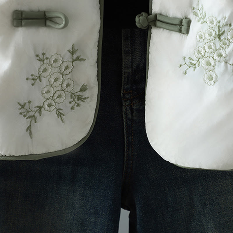 Kurtka damska Buddha Stones z haftem żaba-guzik, z długim rękawem, bawełniana, gruba, z kieszeniami - image 10