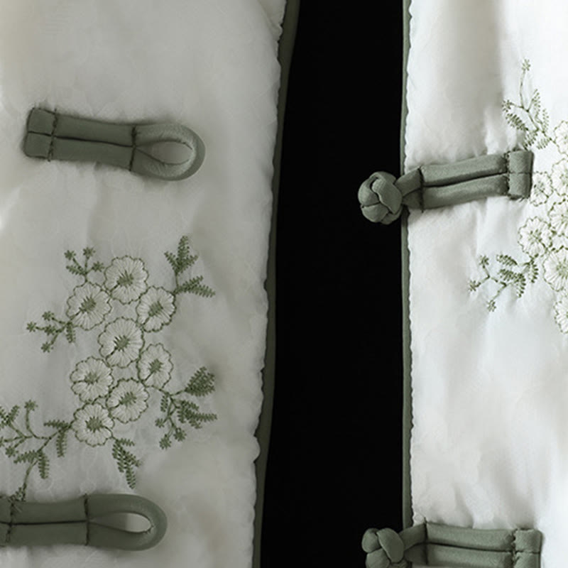 Kurtka damska Buddha Stones z haftem żaba-guzik, z długim rękawem, bawełniana, gruba, z kieszeniami - image 7