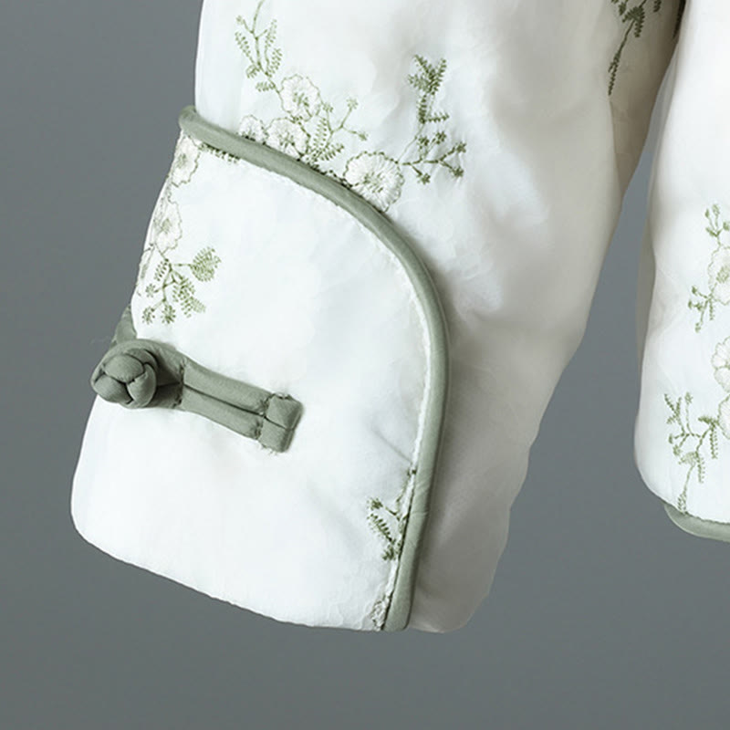 Kurtka damska Buddha Stones z haftem żaba-guzik, z długim rękawem, bawełniana, gruba, z kieszeniami - image 9