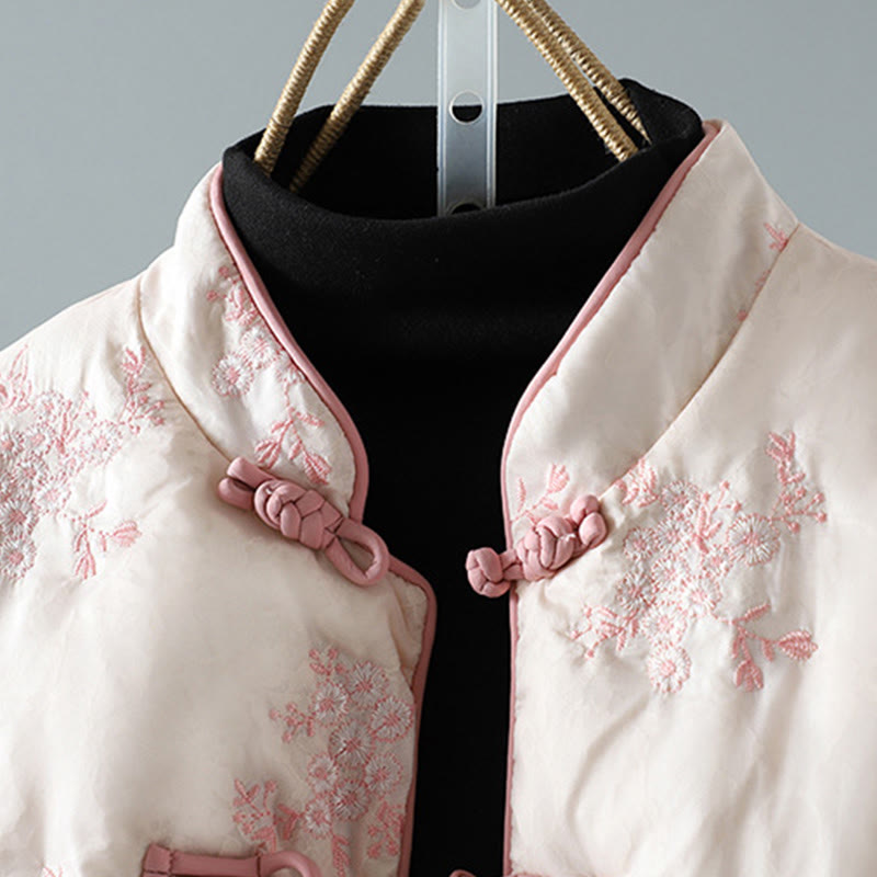 Kurtka damska Buddha Stones z haftem żaba-guzik, z długim rękawem, bawełniana, gruba, z kieszeniami - image 15