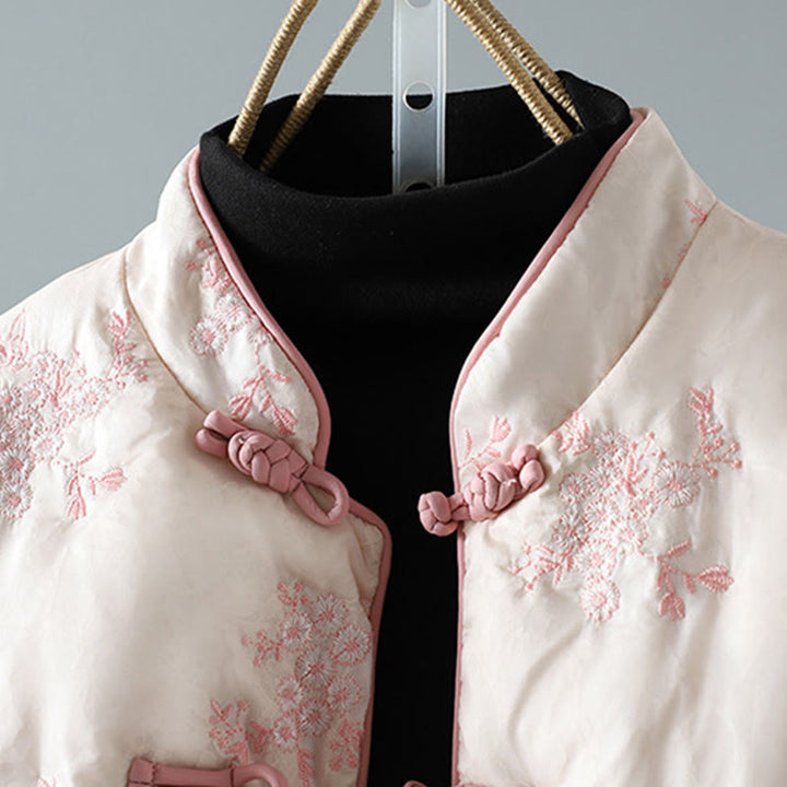 Kurtka damska Buddha Stones z haftem żaba-guzik, z długim rękawem, bawełniana, gruba, z kieszeniami - image 15