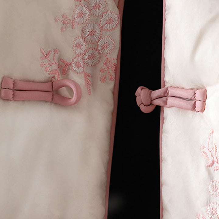 Kurtka damska Buddha Stones z haftem żaba-guzik, z długim rękawem, bawełniana, gruba, z kieszeniami - image 19