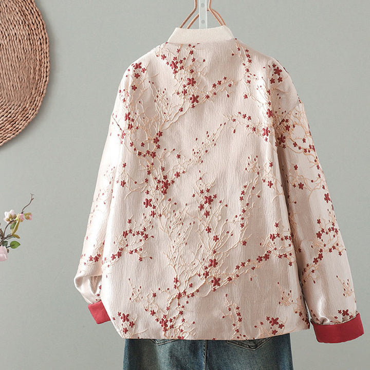 Damska kurtka żakardowa z długimi rękawami i kieszeniami z bawełny "Buddha Stones" z guzikami - image 1