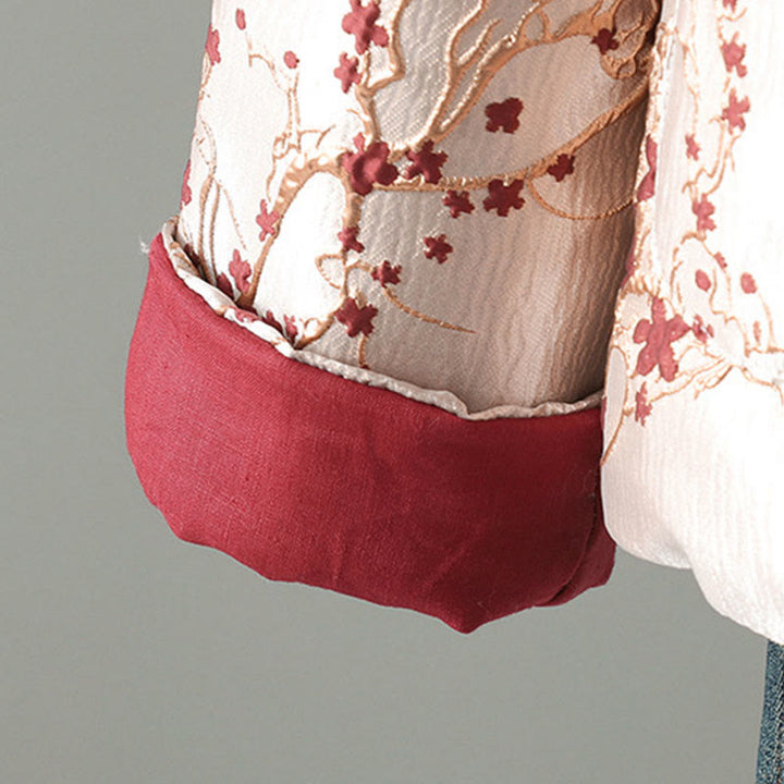 Damska kurtka żakardowa z długimi rękawami i kieszeniami z bawełny "Buddha Stones" z guzikami - image 9