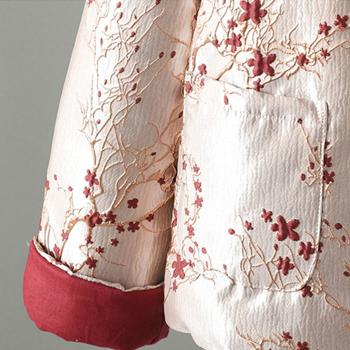 Damska kurtka żakardowa z długimi rękawami i kieszeniami z bawełny "Buddha Stones" z guzikami - image 4