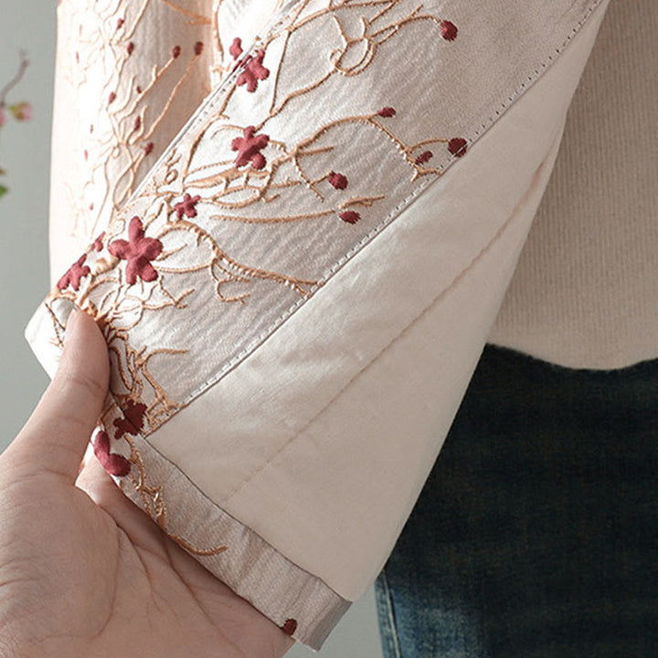 Damska kurtka żakardowa z długimi rękawami i kieszeniami z bawełny "Buddha Stones" z guzikami - image 6