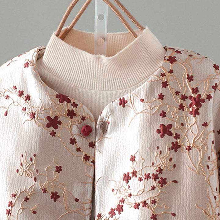 Damska kurtka żakardowa z długimi rękawami i kieszeniami z bawełny "Buddha Stones" z guzikami - image 2