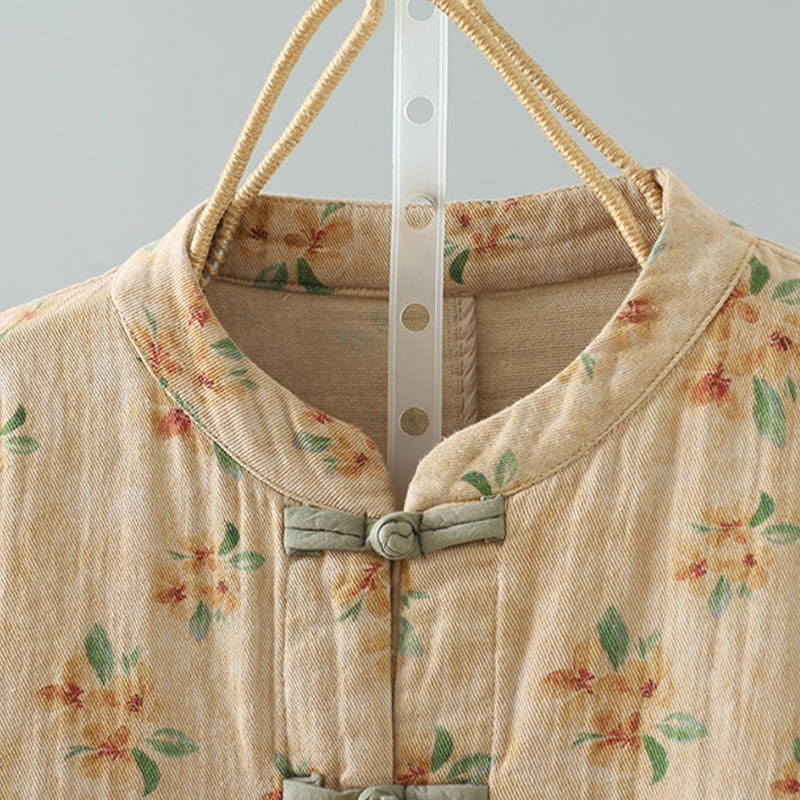 Kurtka damska z długim rękawem z poliestru z nadrukiem w kwiaty i żabą, z Buddha Stones i kieszeniami - image 1