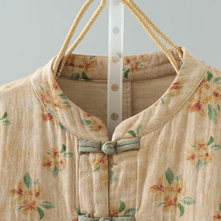 Kurtka damska z długim rękawem z poliestru z nadrukiem w kwiaty i żabą, z Buddha Stones i kieszeniami - image 1