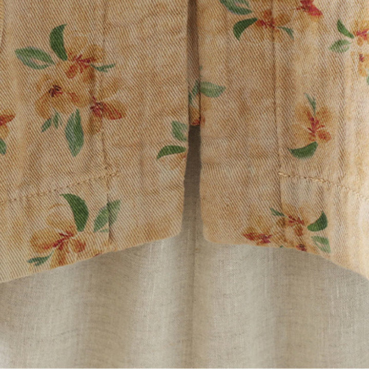 Kurtka damska z długim rękawem z poliestru z nadrukiem w kwiaty i żabą, z Buddha Stones i kieszeniami - image 3