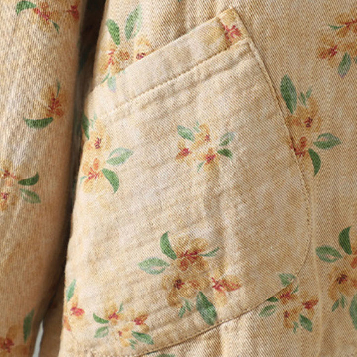 Kurtka damska z długim rękawem z poliestru z nadrukiem w kwiaty i żabą, z Buddha Stones i kieszeniami - image 2