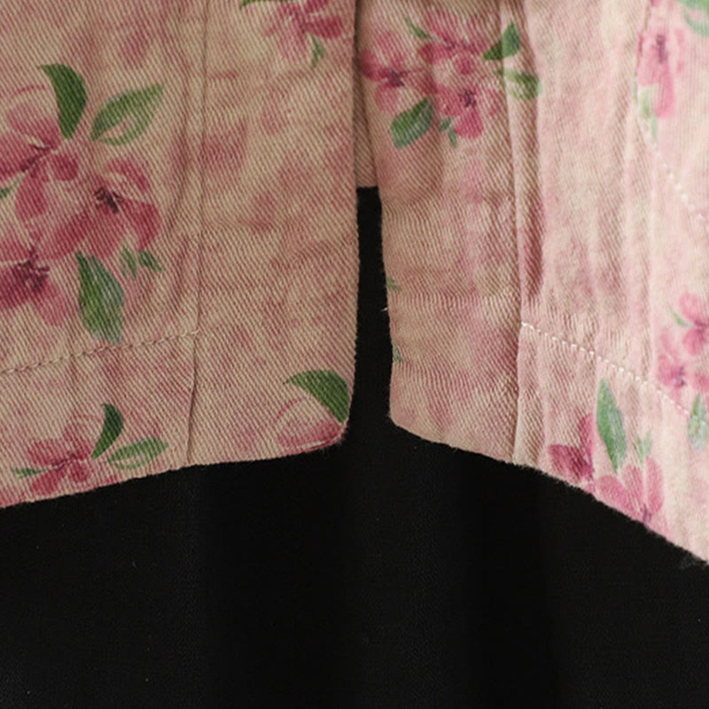 Kurtka damska z długim rękawem z poliestru z nadrukiem w kwiaty i żabą, z Buddha Stones i kieszeniami - image 11